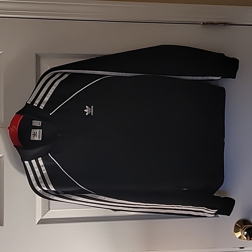 Adidas Original Three Stripes Zip Jacket Black White S